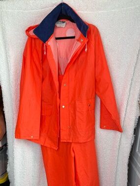 Lightweight Orange Hooded Rain Jacket by L.L. Bean
